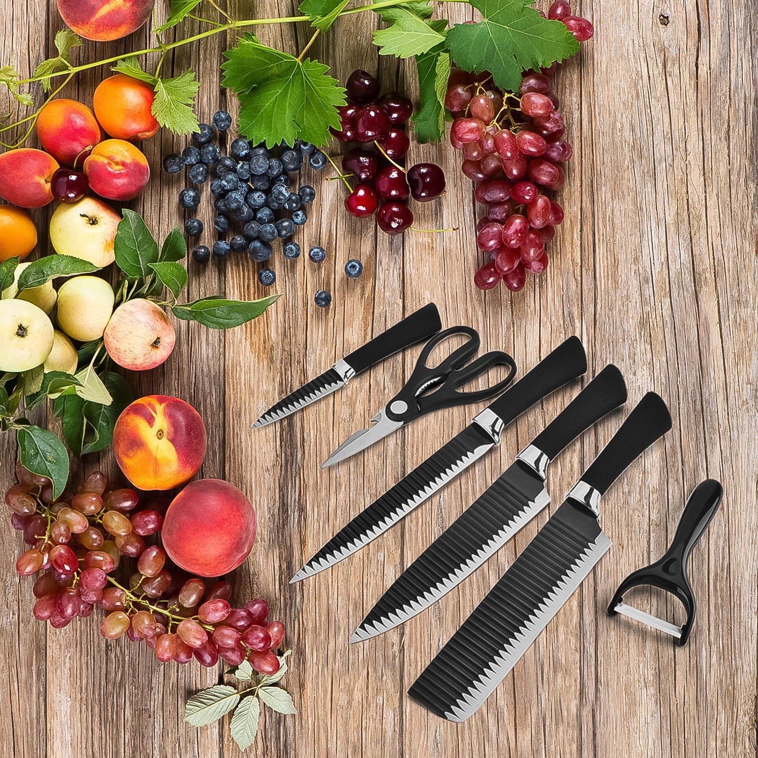 Ninja 6-Piece Stainless Steel Knife Set with Chef Peeler and Shears Ninja 6-Piece Stainless Steel Knife Set with Chef Peeler and Shears